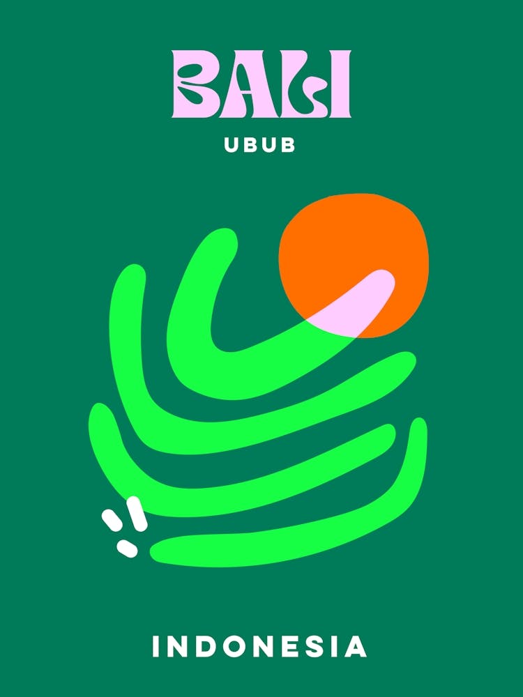 Take me to Bali Indonesia - Minimal Bold Green & Orange Summer - Travel series