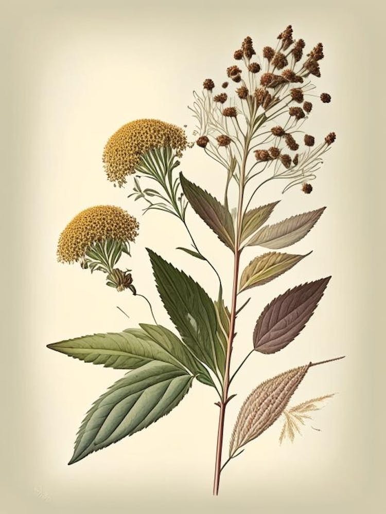 Boneset Spices And Herbs Retro Drawing 1