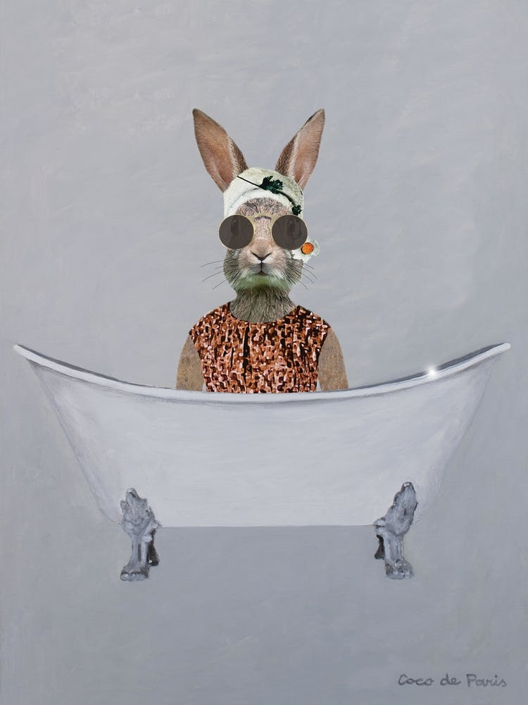 Vintage Rabbit In Bathtub