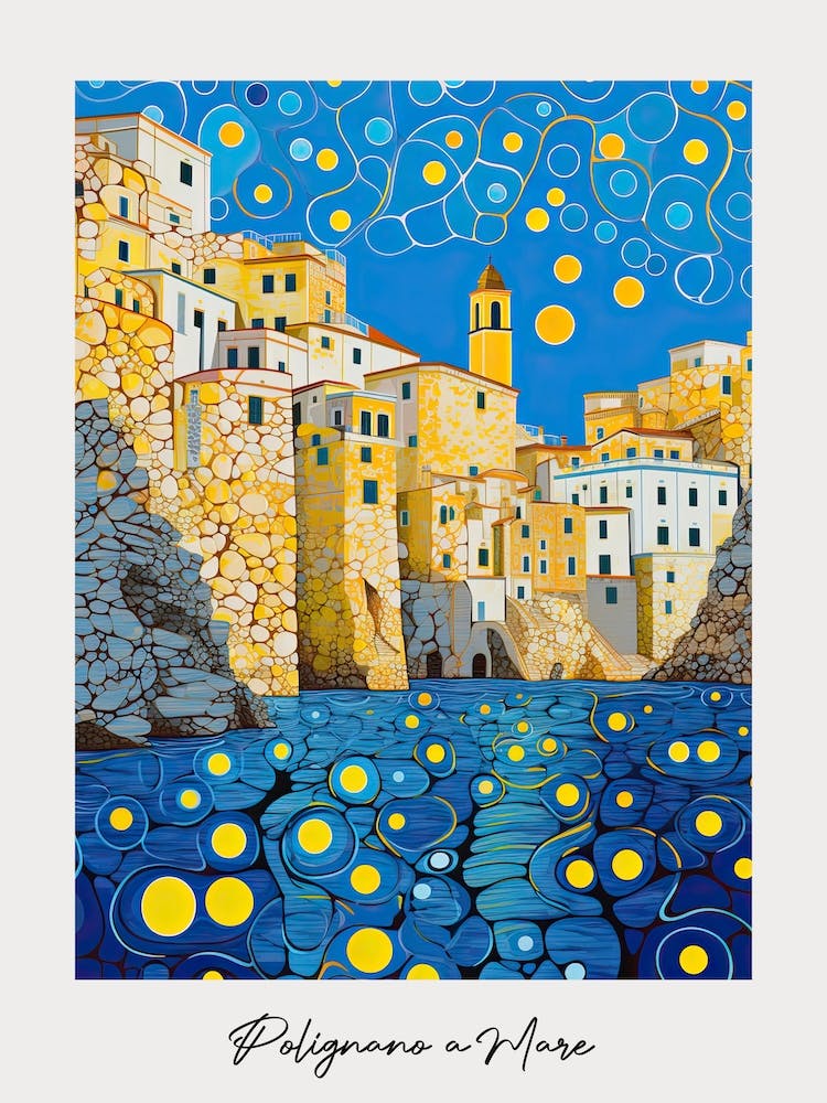 Poster Of Polignano A Mare, Italy, Illustration In The Style Of Pop Art 1