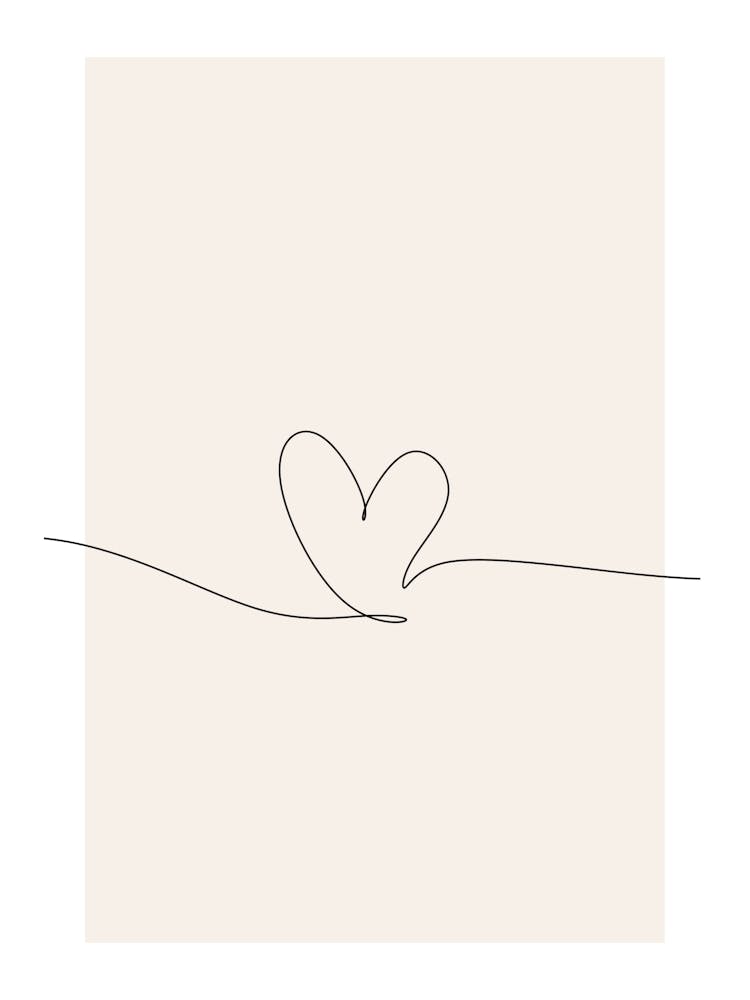 Heart Drawn On A Line Monoline Asthetic Mnimalist Drawing
