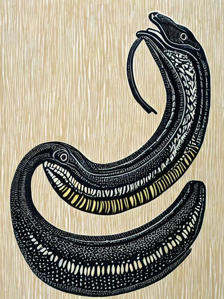Moray Eel II Linocut