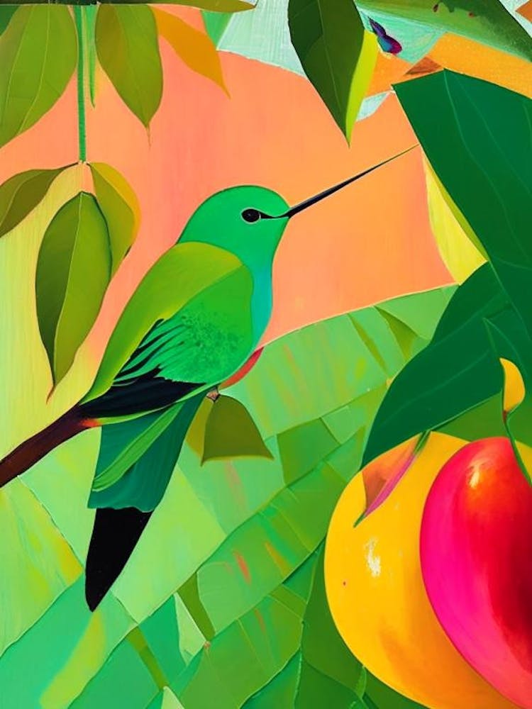 Green Breasted Mango Hummingbird Abstract Still Life