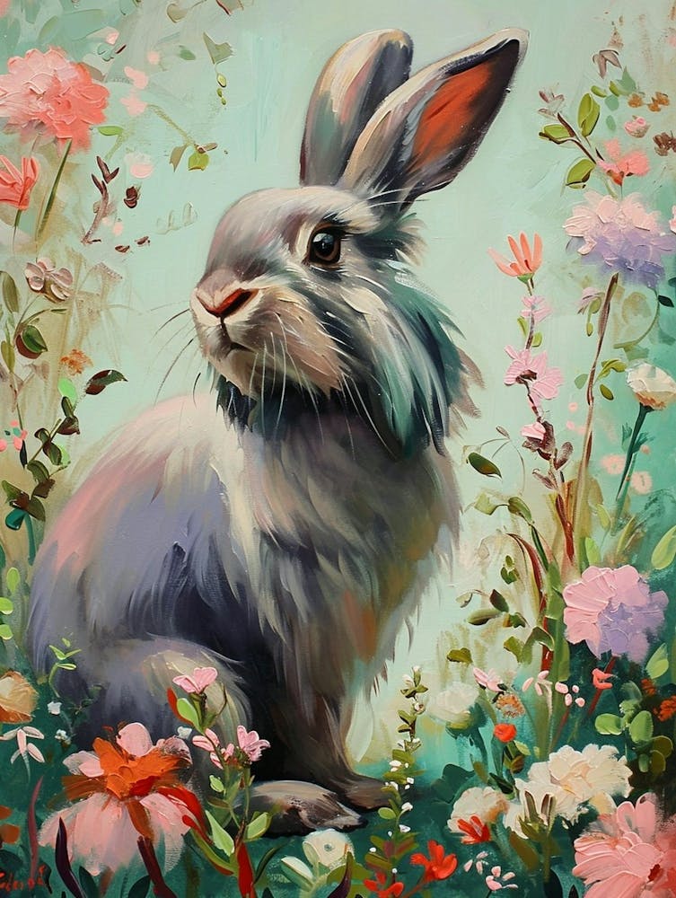 Peinture de Lapin Argenté Anglais 2