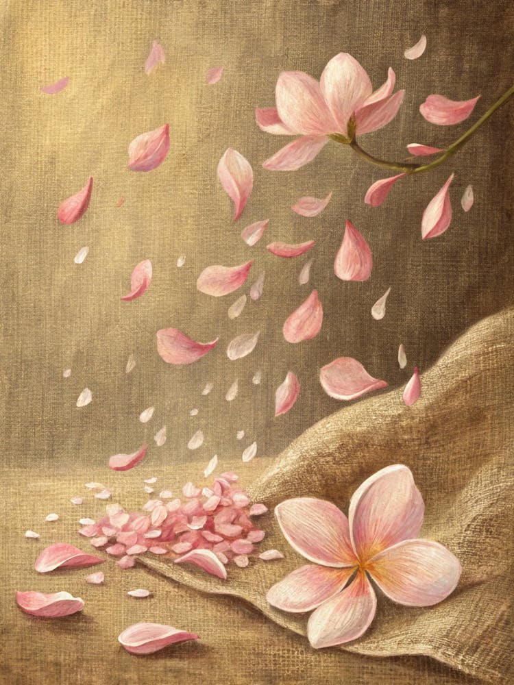 Oil Painting Style Gentle Falling Petals