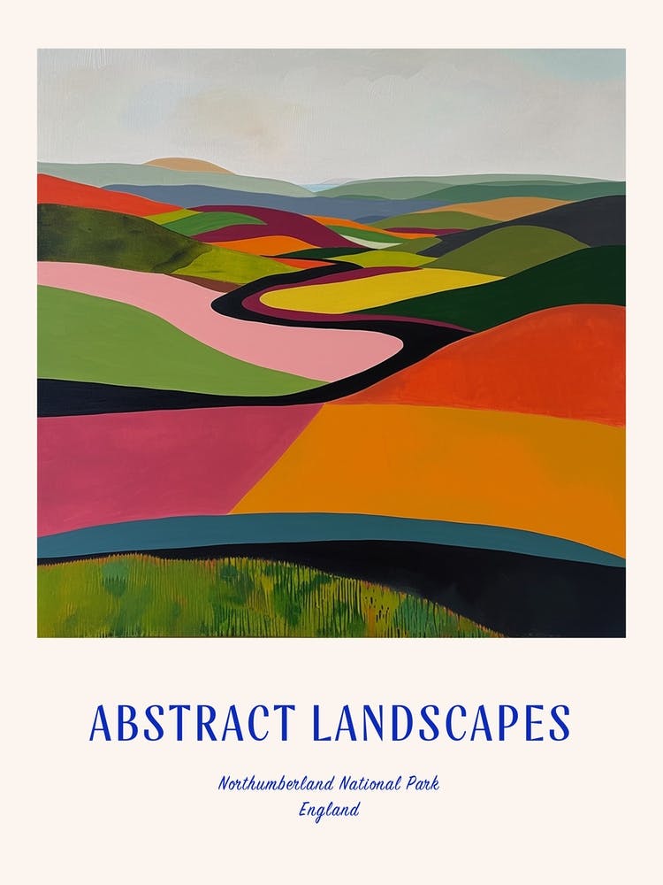 Colourful Abstract Northumberland National Park England 4 Poster Blue