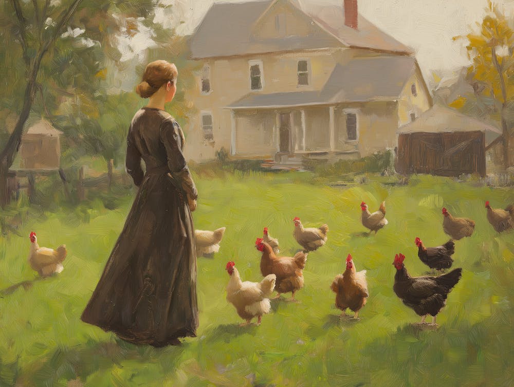 Woman With Chickens