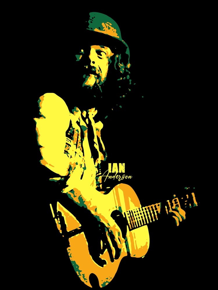 Ian Anderson British Rock Musician Legend in Pop Art Illustration