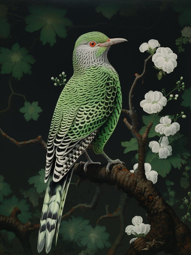 Ohara Koson Inspired Bird Painting Cuckoo 2