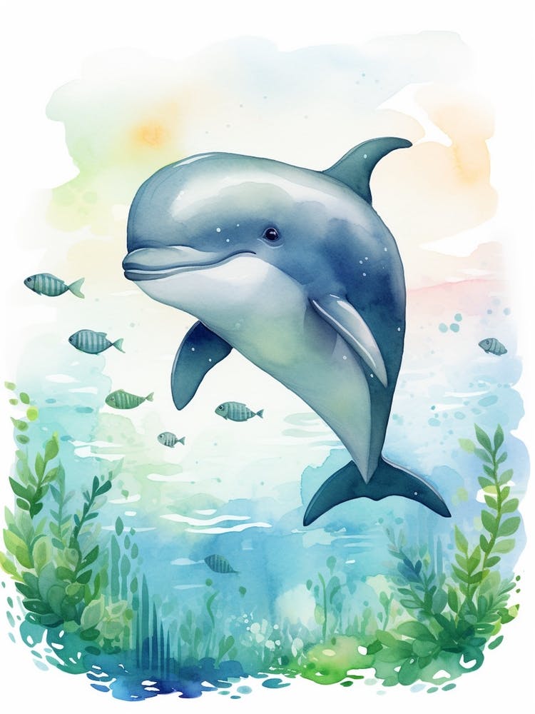 Storybook Style Dolphin Illustration 4