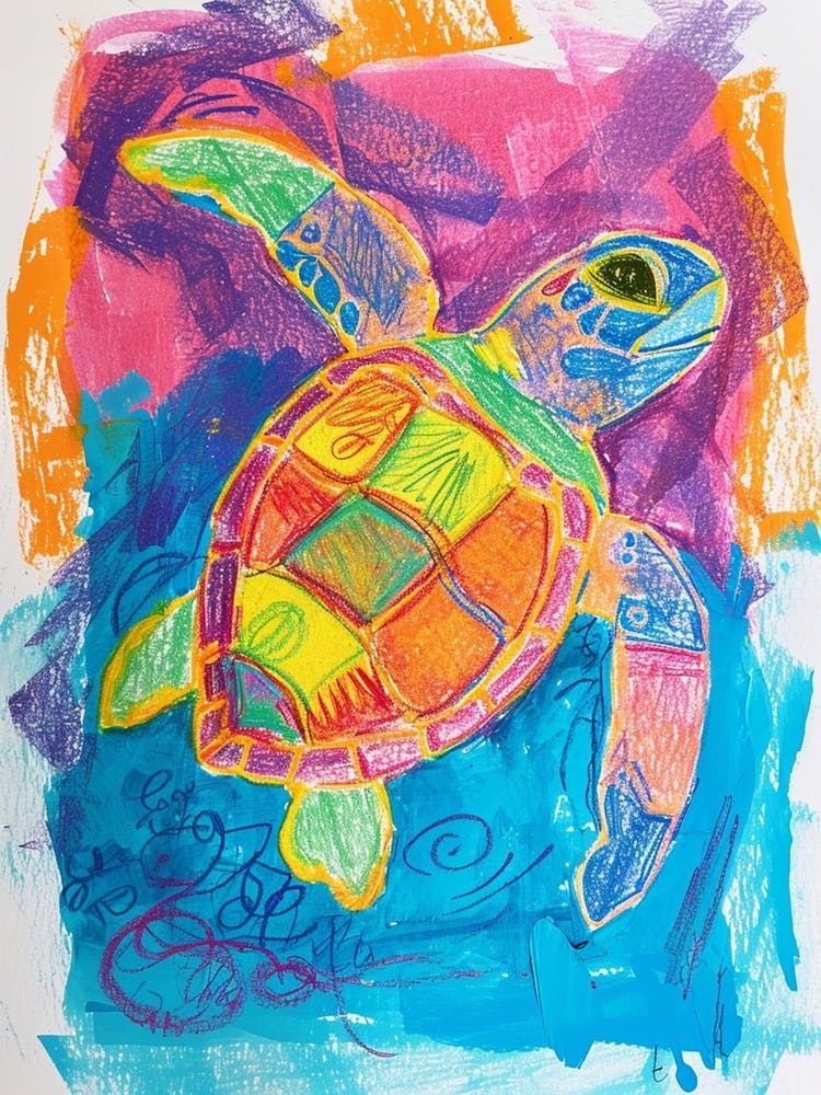 Abstract Sea Turtle Crayon Doodle 1