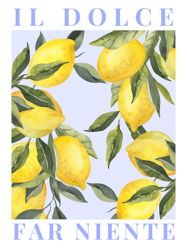 Lemon Illustration, Italy Amalfi Coast Poster