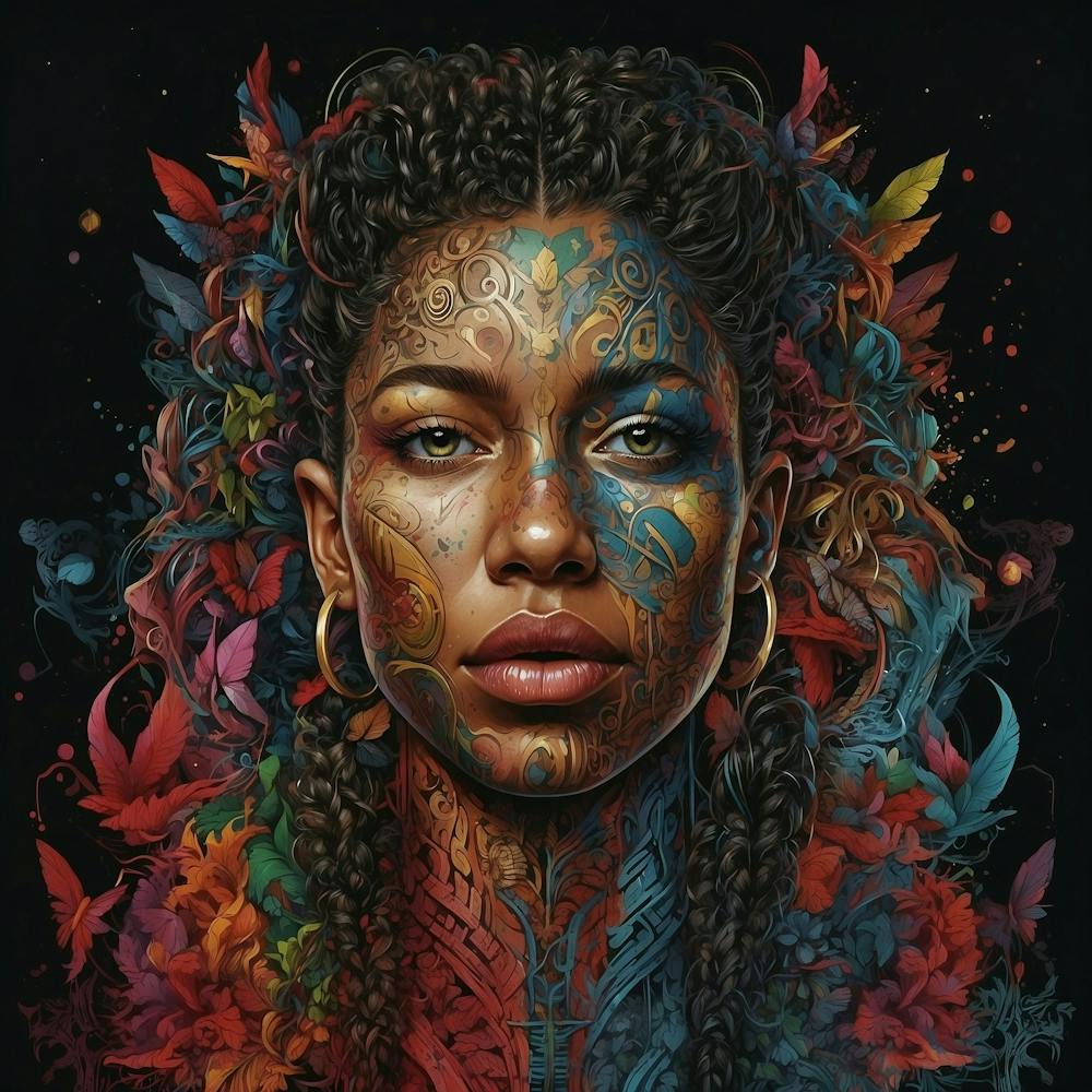 Woman With A Colorful Face