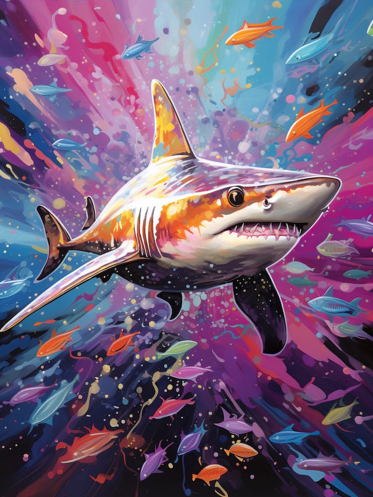  A Blacktip Shark Vibrant Paint Splash 5