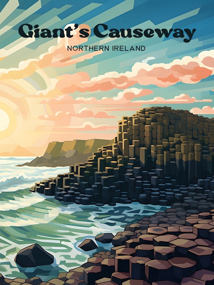 Giant's Causeway Northern Ireland Coastal Travel Art