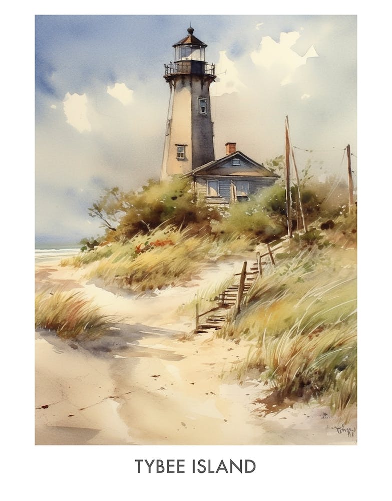 Tybee Island Watercolor 2travel Poster