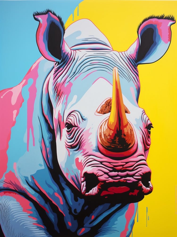 Rhino Pop Art Yellow Blue Pink 3