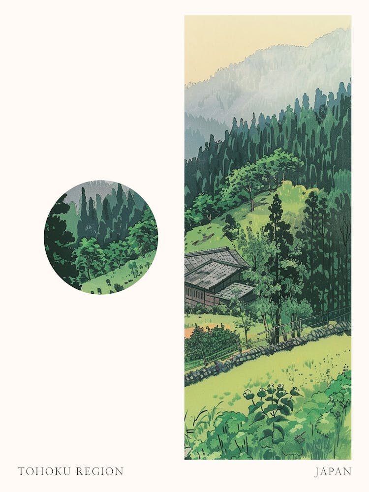 Tohoku Region Japan 3 Cut Out Travel Poster