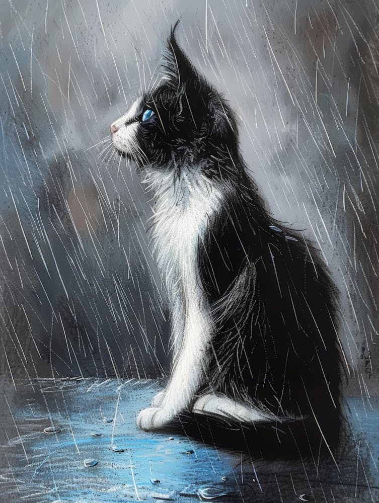 Katze im Regen 3