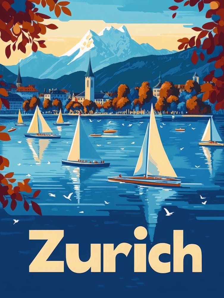Aihrgdesign A 1970s Inspired Travel Poster For Zurich