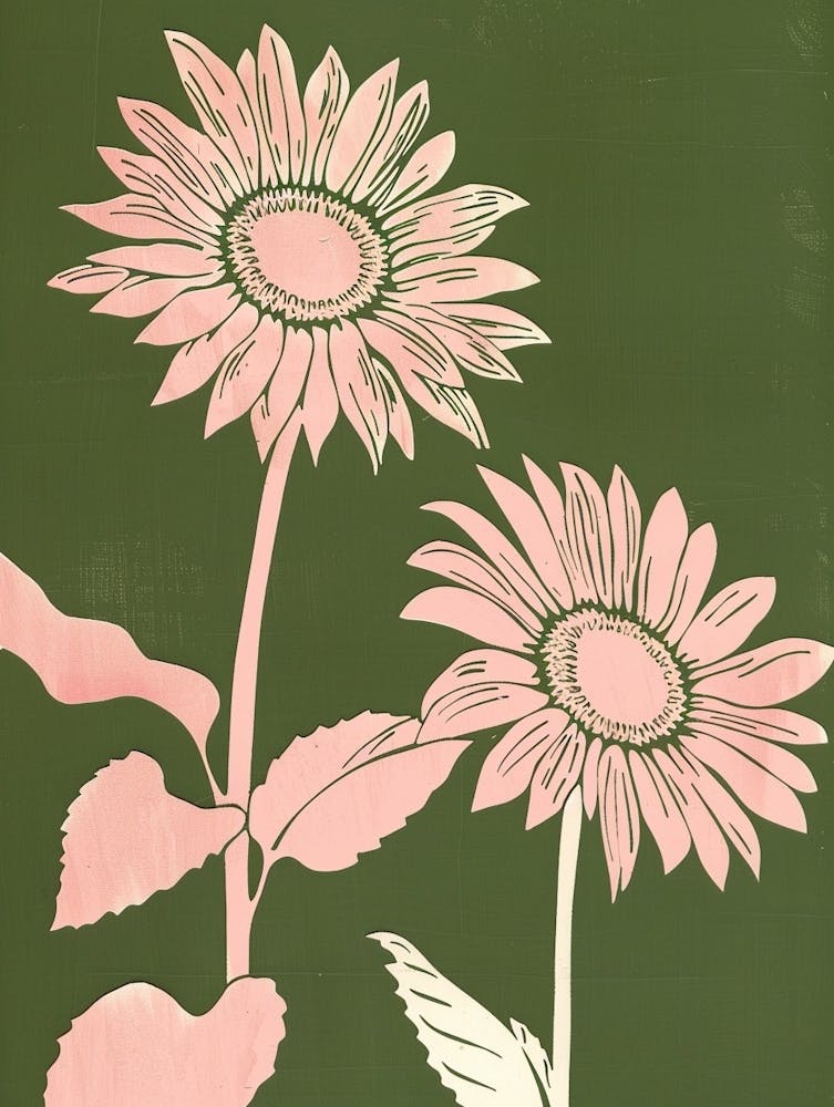 Pink & Green Sunflower 3