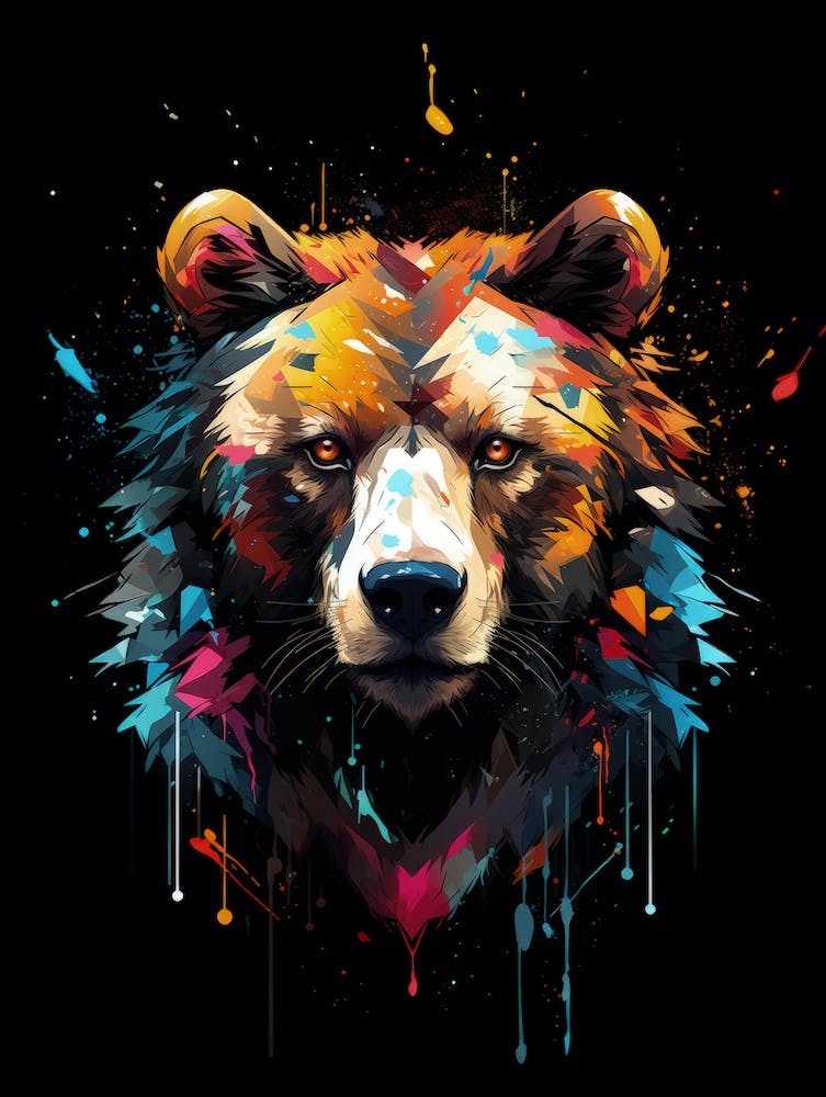 Bear head Pop Art wall color splash painting