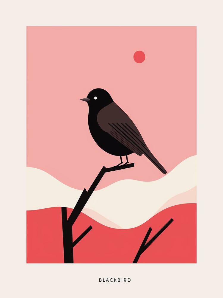 Minimalist Blackbird 1 Bird Poster