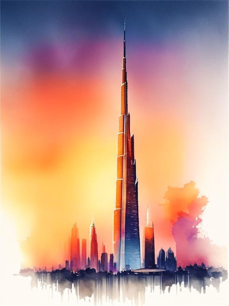Burj Khalifa Aquarelle 3