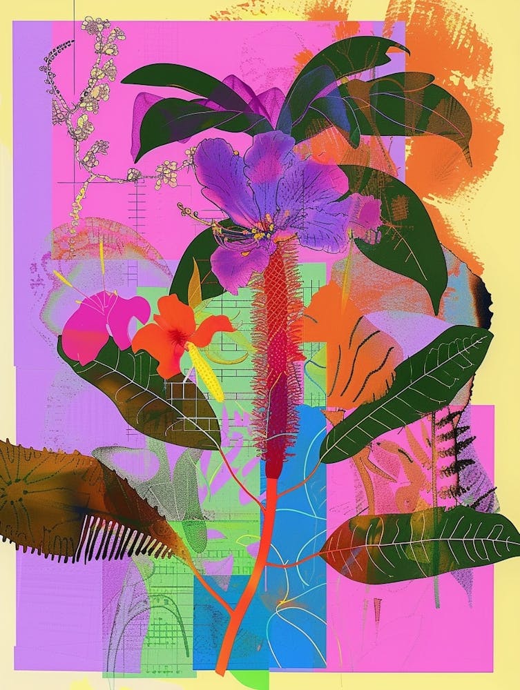Pfauenblume (Caesalpinia) 2 Neon Blumen Collage
