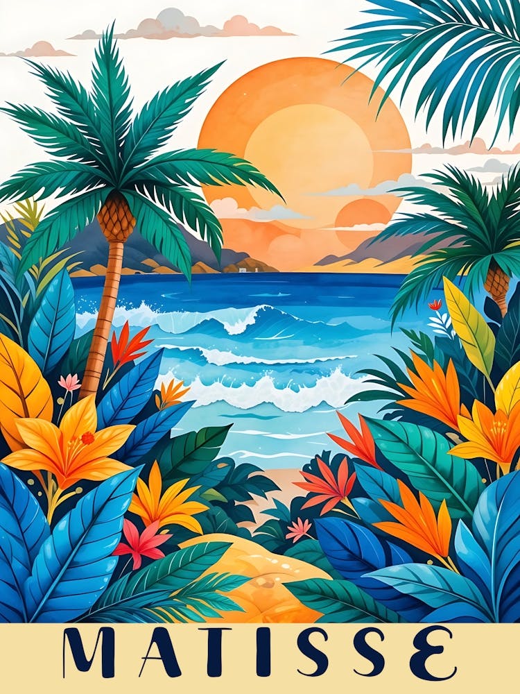Henri Matisse Inspired Art - Tropical Paradise Landscape 7