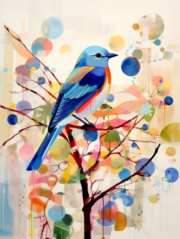 Bird Painting Collage Eastern Bluebird 1