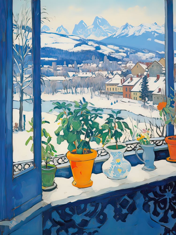 The Windowsill Of Lucerne   Switzerland Snow Inspired By Matisse 2
