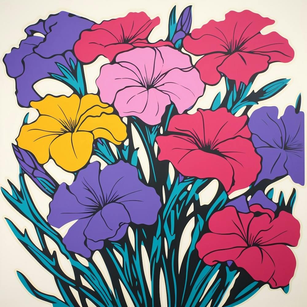 Flax Flower 3 Pop Art Illustration Square