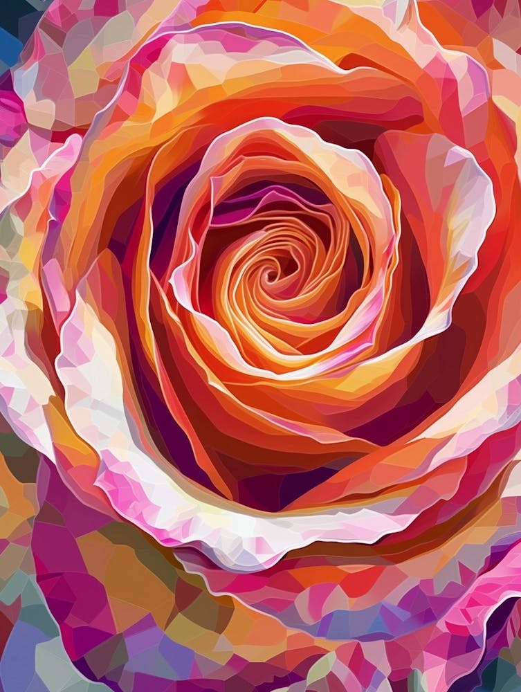 Englische Rosen Gemälde Abstrakter Wirbel 1