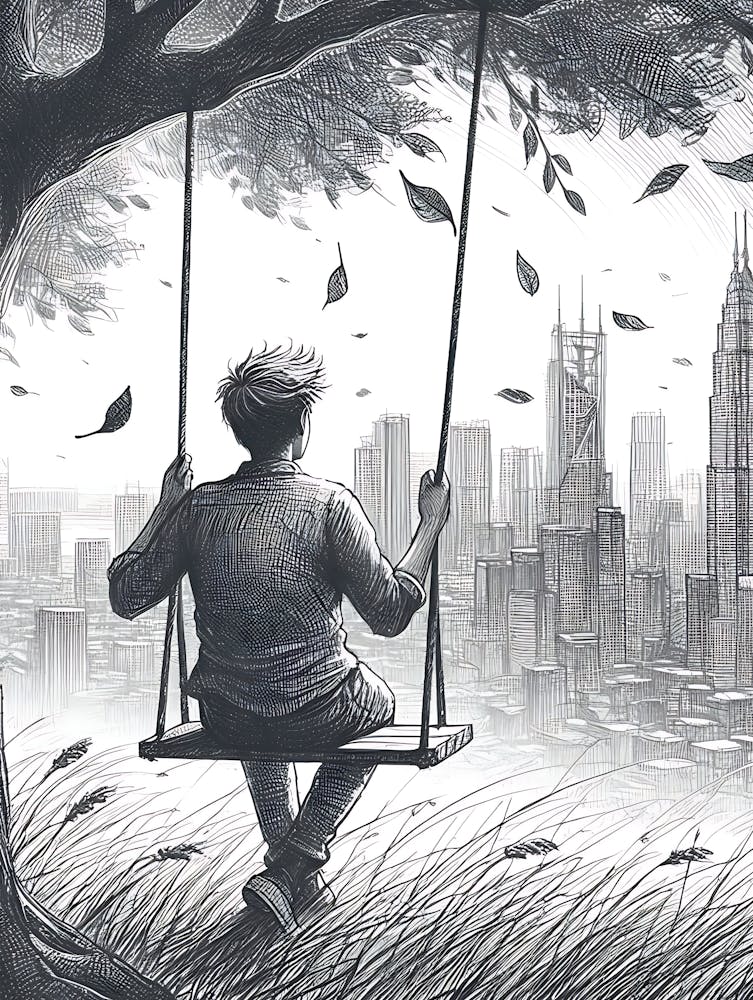 Moody Man on Swing Sketch 9