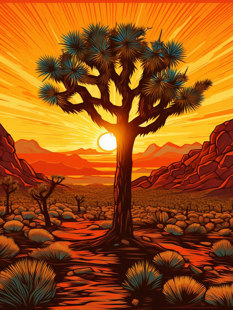 Joshua Tree bei Sonnenaufgang im Stil von Gold und Schwarz (2)