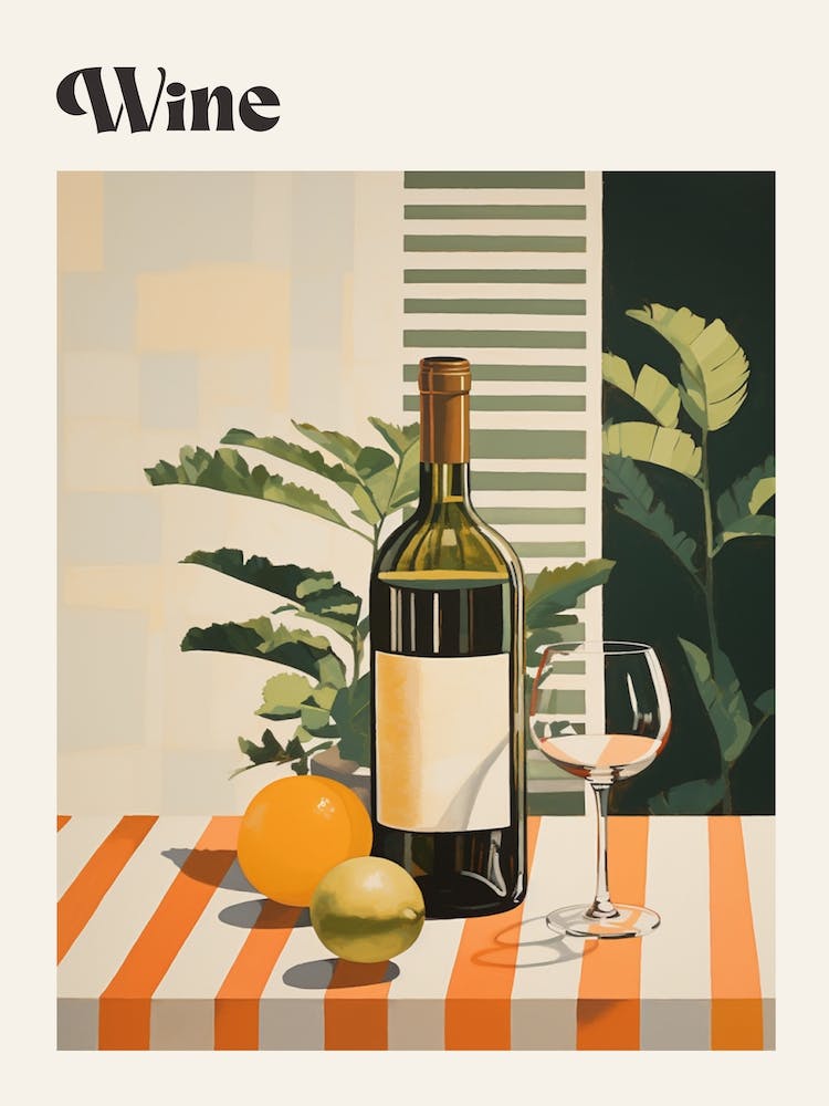 Wine 2 Retro Cocktail Poster