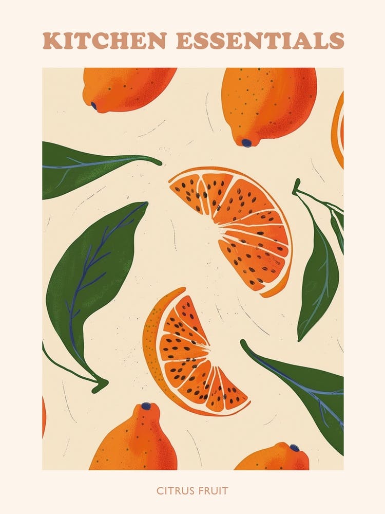 Citrus Fruit Pattern Illustration 1 Poster