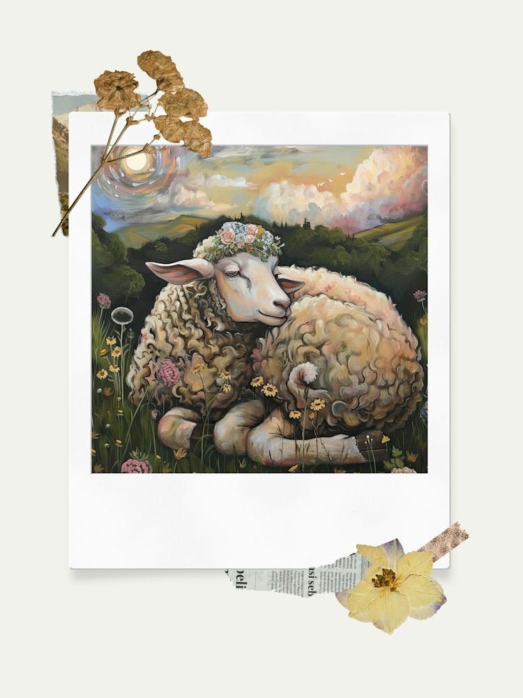 Scrapbook Sheep Fairycore Painting 1
