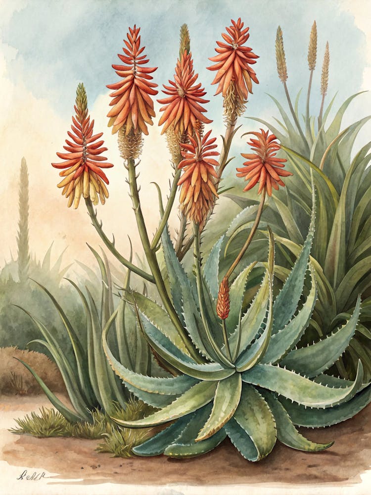 Oil Painting Style Artistic Wall Print Of Aloe