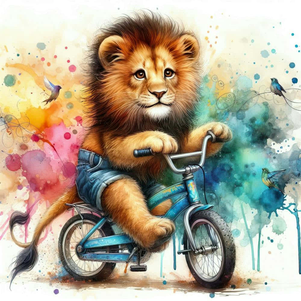 Löwe fährt Fahrrad Art Print by viart. – Fy!