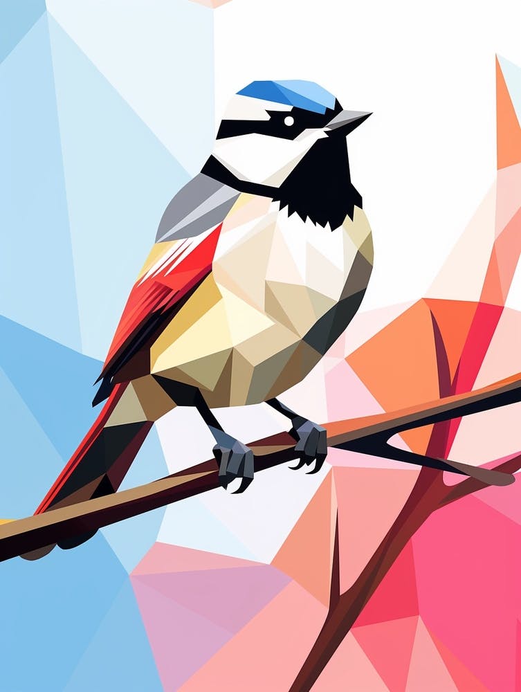 Farbenfroher geometrischer Vogel Carolinameise 2