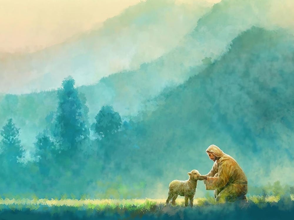 Christ Feeds Little Lamb, Christian Art, Christ Will Save The Lamb, Christ And Lamb, Jesus Digital Art, Jesus Portrait, Wall Decor Jesus Art