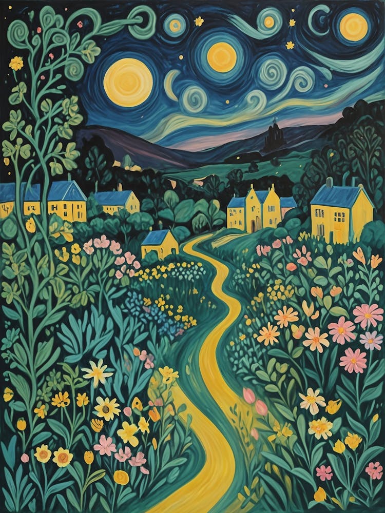 Midnight Floral Village no1
