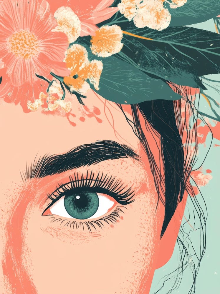 Illustration Of A Woman With Flowers On Her Head