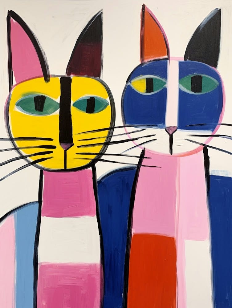 Colourful Kids Animal Art Cat 1