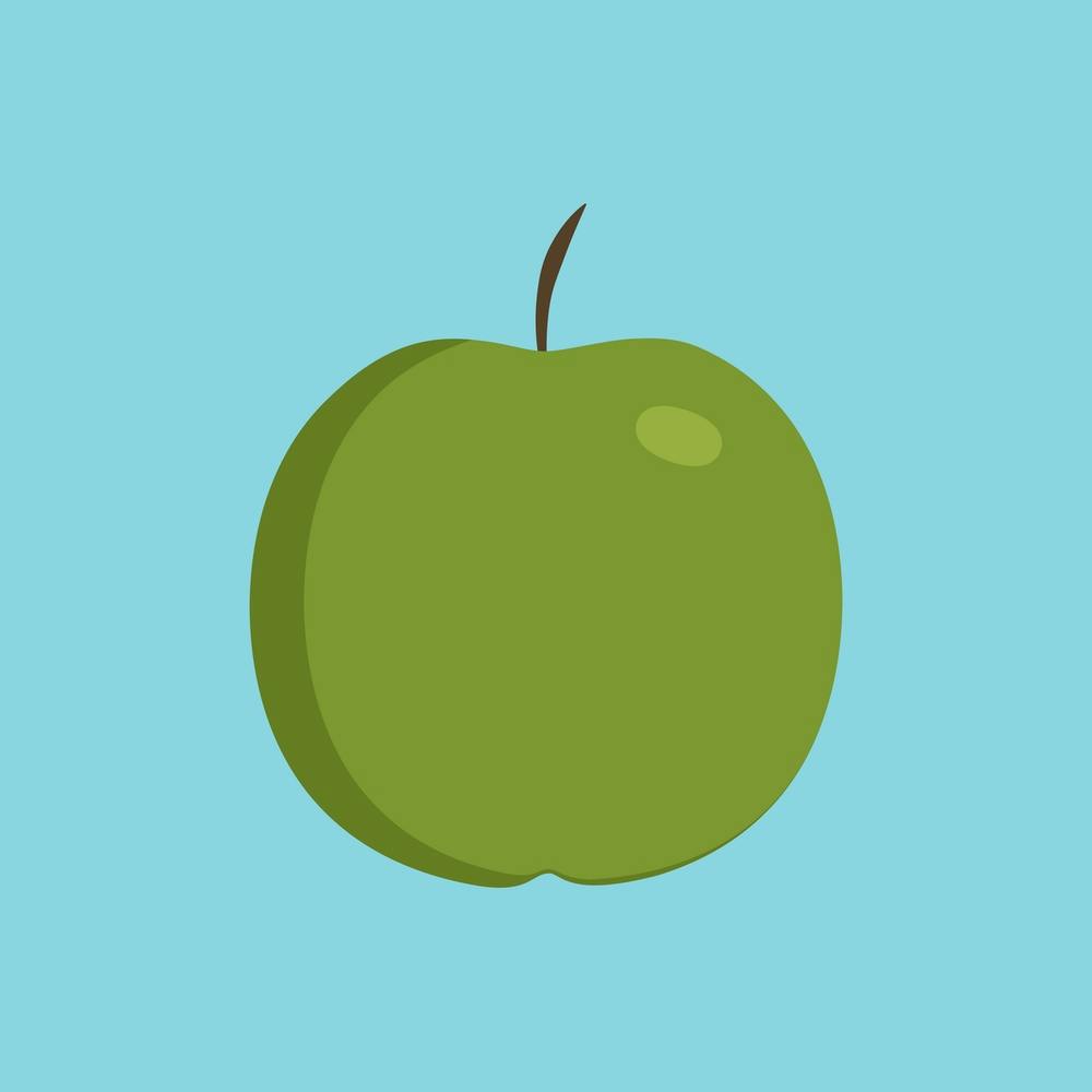 Green Apple Icon In Flat Design