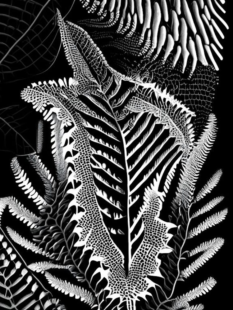 Netted Chain Fern Linocut
