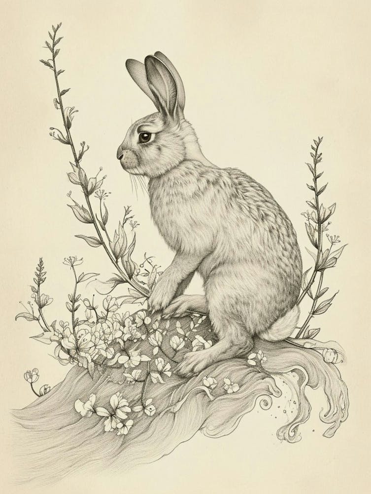 Thrianta Rabbit Drawing 2 Art Print by Ritual Art Prints – Fy!