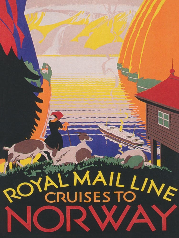 Royal Mail Line Kreuzfahrten nach Norwegen Vintage Reiseposter 1